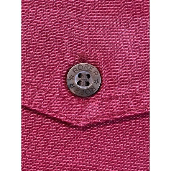 Roper Mens L Burgundy Rayon Blended Long Sleeves Button down Top - Picture 9 of 11